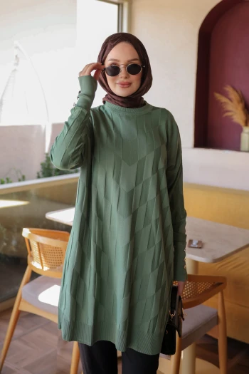 Mint Yeşili Soğuk İplik Triko Tunik