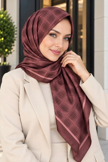 Mürdüm Desenli Soft Eşarp