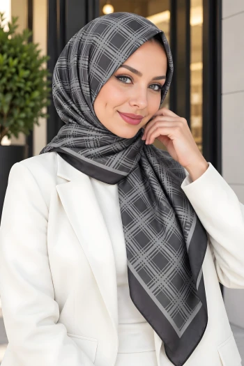 Siyah Desenli Soft Eşarp