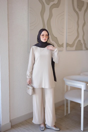 Taş Bürümcük Tunik Pantolonlu Takım