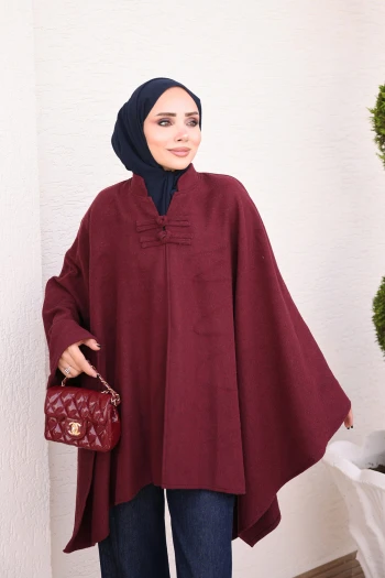 Bordo Çin Düğümü Detaylı Kaşe Panço