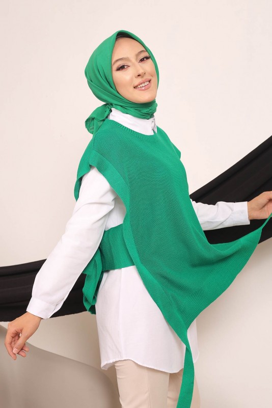 Yeşil Kadın Modest Tunik Triko Süveter Tesettür Takım
