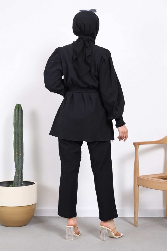 Siyah Kol Gipeli Tunik Pantolon Takım
