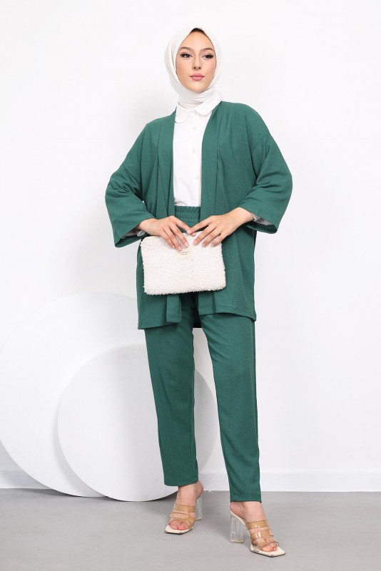 Zümrüt Yeşili Kimono Bürümcük Takım