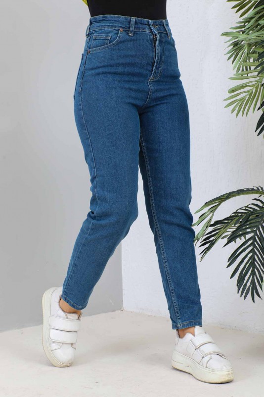 Mavi Yüksek Bel Mom Jeans Pantolon