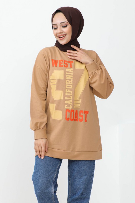 Bisküvi West Baskılı İki İplik Sweatshirt