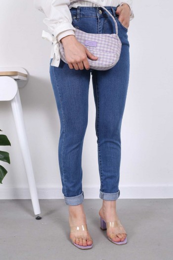Lacivert Büyük Beden Yüksek Bel Jeans Pantolon