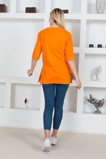 Orange Duble Kol Yırtmaçlı Tişört