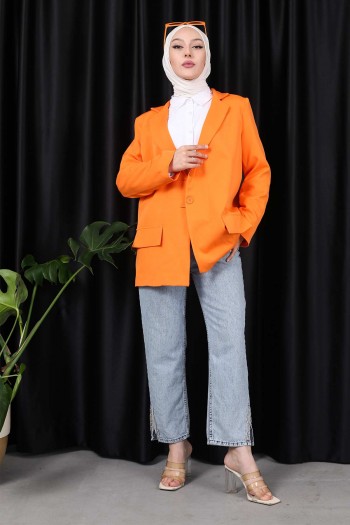 Orange Kruvaze Yaka Blazer Ceket