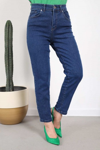 Koyu Mavi Yüksek Bel Jeans Pantolon