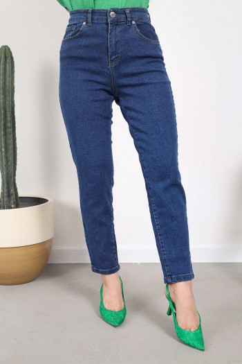 Koyu Mavi Yüksek Bel Jeans Pantolon
