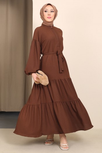 Kahverengi Bürümcük Elbise