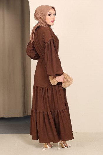 Kahverengi Bürümcük Elbise